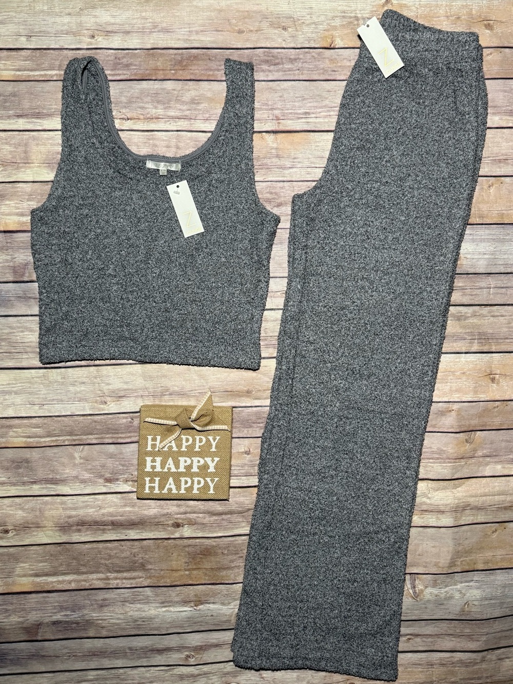 Z Supply Mellow Plush Tank Pant Set Gray Size S NWT